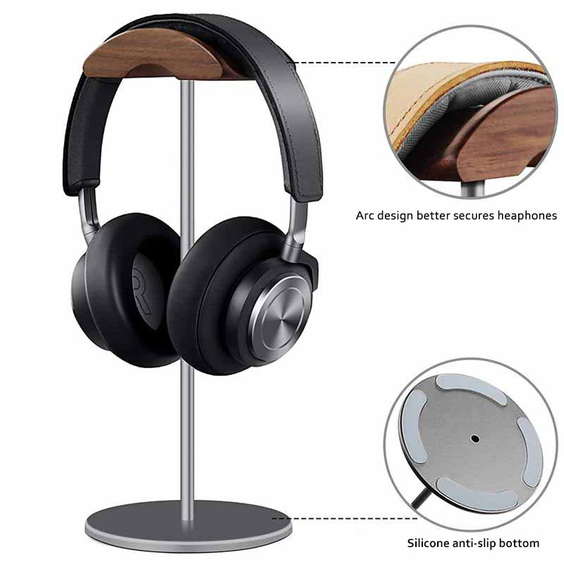 wood headphone stand features