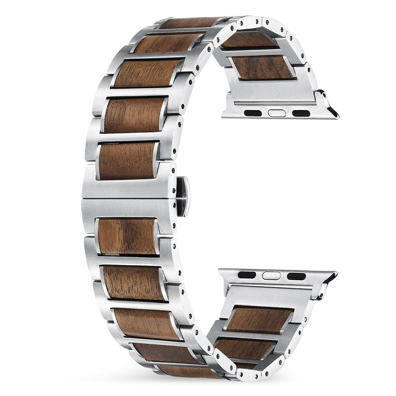 Luxury Walnut Apple Watch Band | Silver