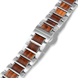 wood apple watch band silver red sandalwood