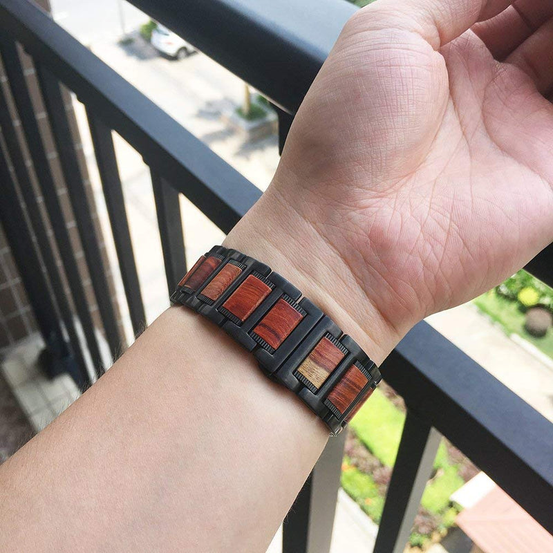 wooden apple watch band black and red sandalwood